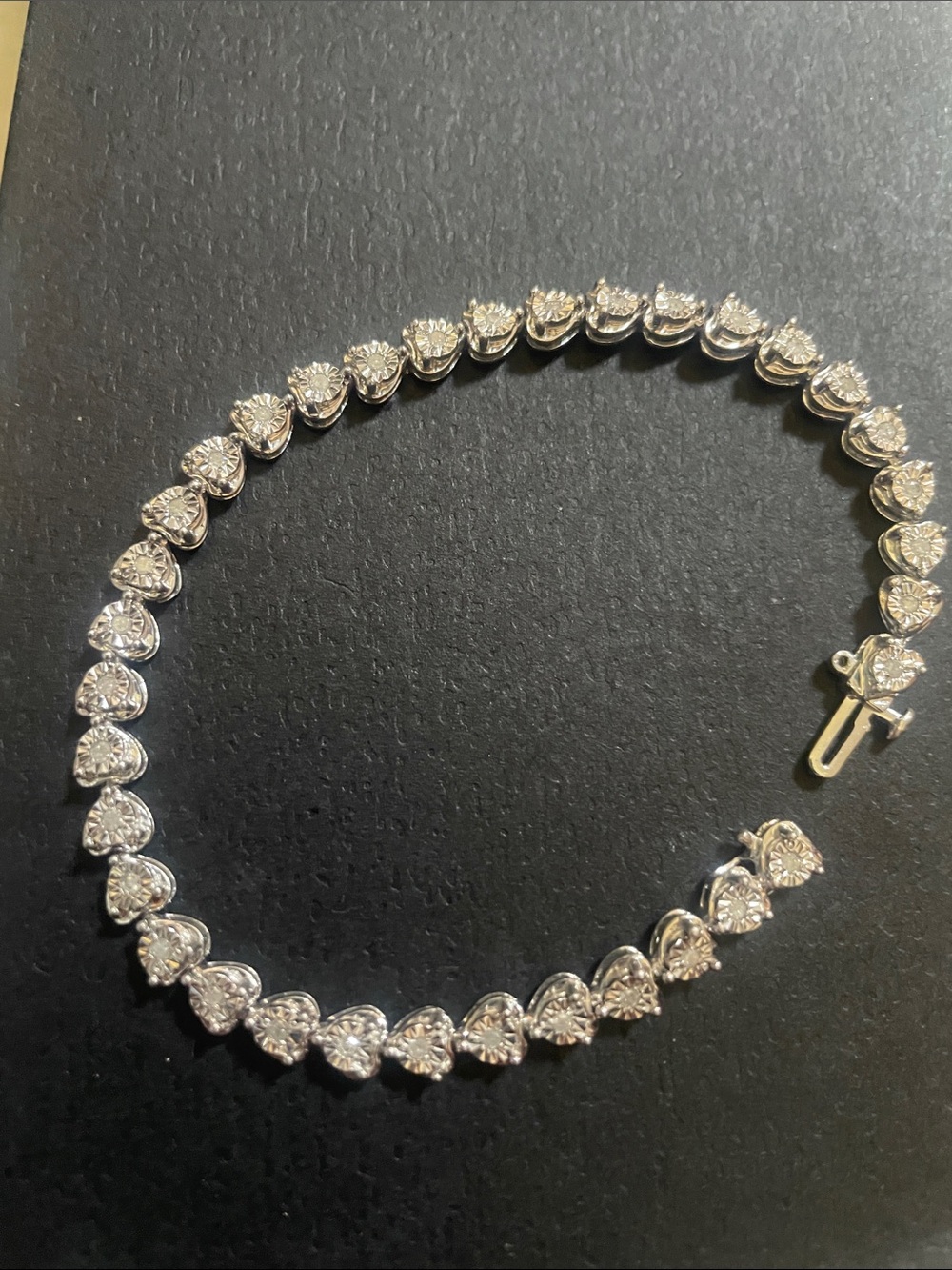 Silver Heart Tennis Bracelet with Diamonds
